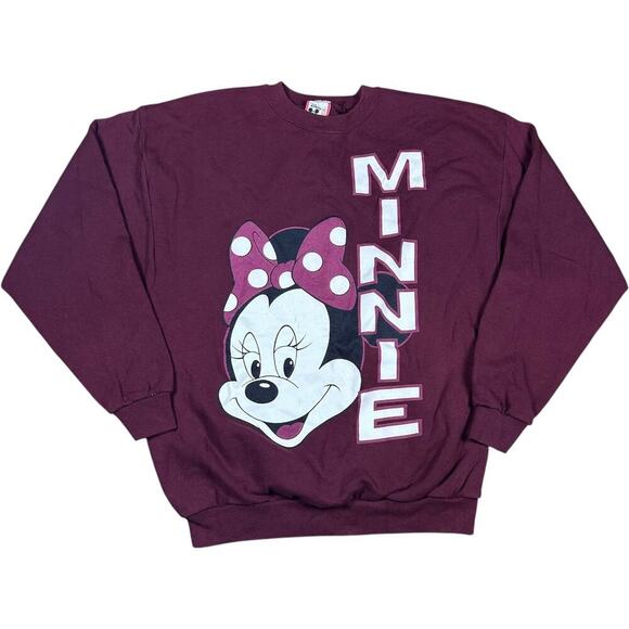 Minnie Mouse Vintage 90’s Disney Burgundy Pullover Sweater - Picture 1 of 3